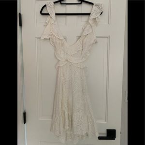 ASTR The Label Bohemian Classic Cutout Ruffle Eyelet Mini Dress Size S